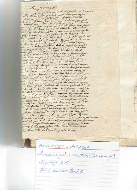 Annersten, LP. Anteckningar anatomi 1818