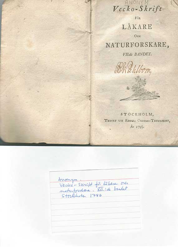 Anonym veckoskrift för läkare 1786