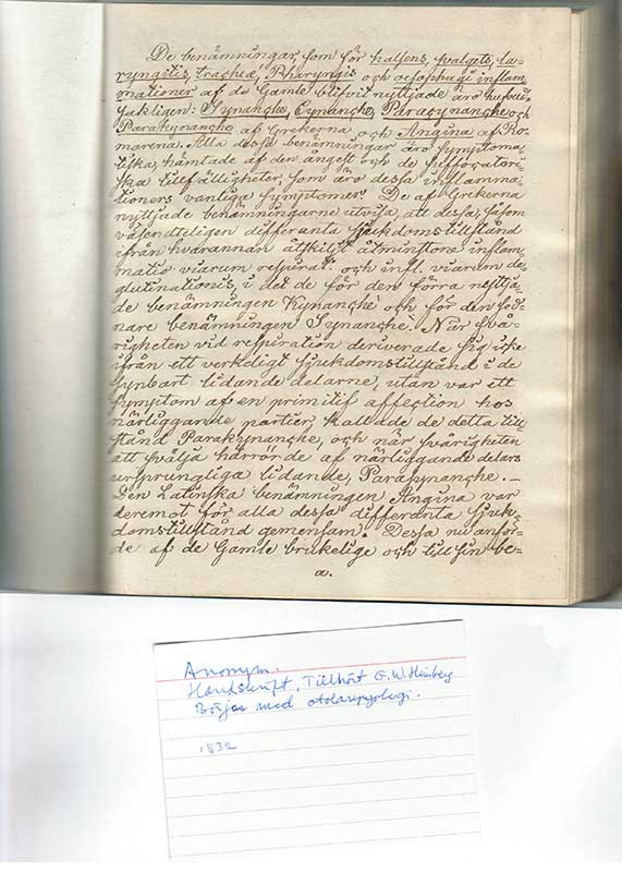 Anonyma anteck. otolaryngologi 1832