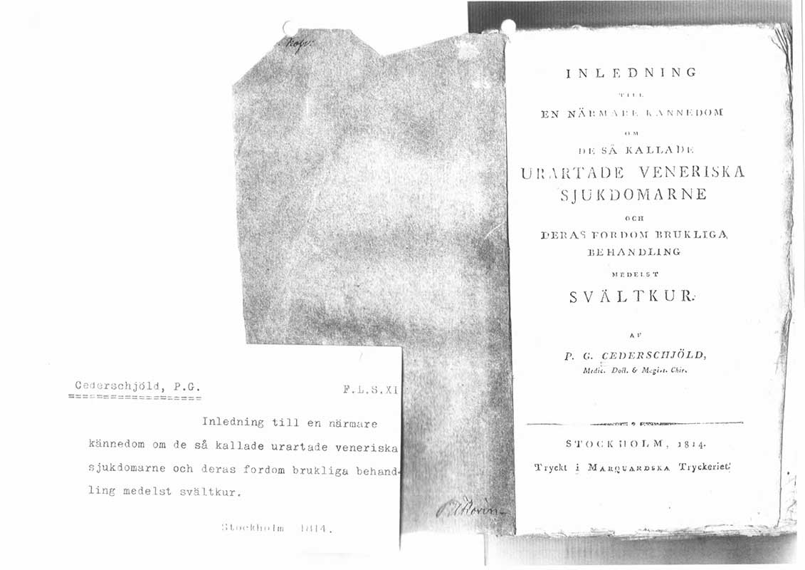 Cederschjöld, P G. Könssjukd. 1814