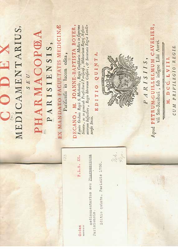 Codex Pharmacopoea Parisiensis 1758