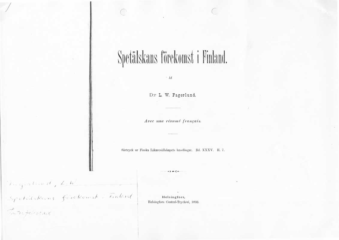 Fagerlund, L.W. Spetälska 1893