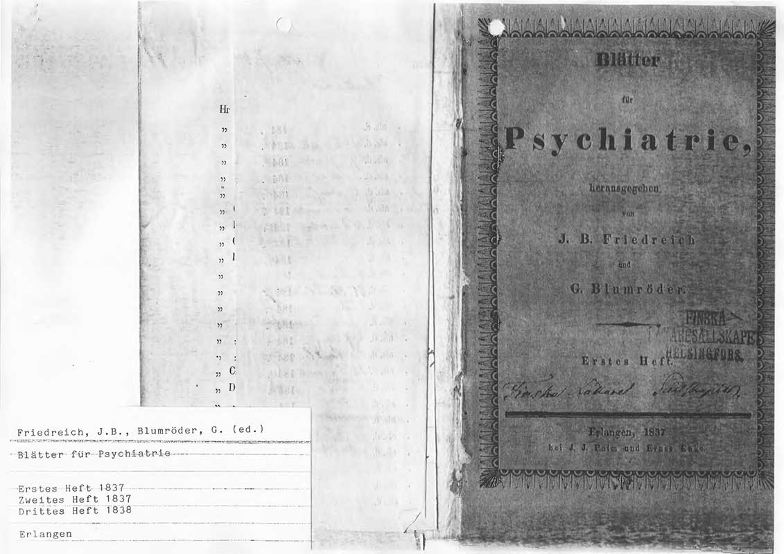 Friedreich, J.B. Psykiatri 1837-38