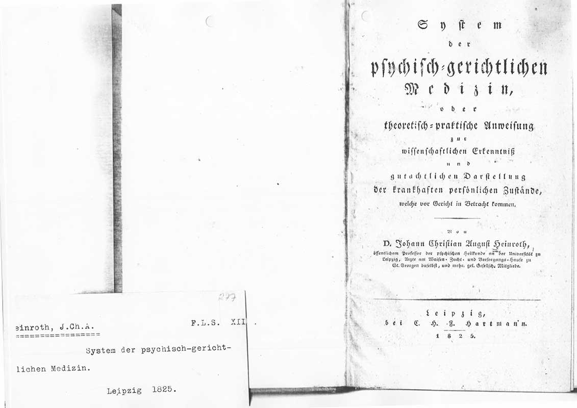 Heinroth, J.Ch.A. Rättspsykiatri 1825