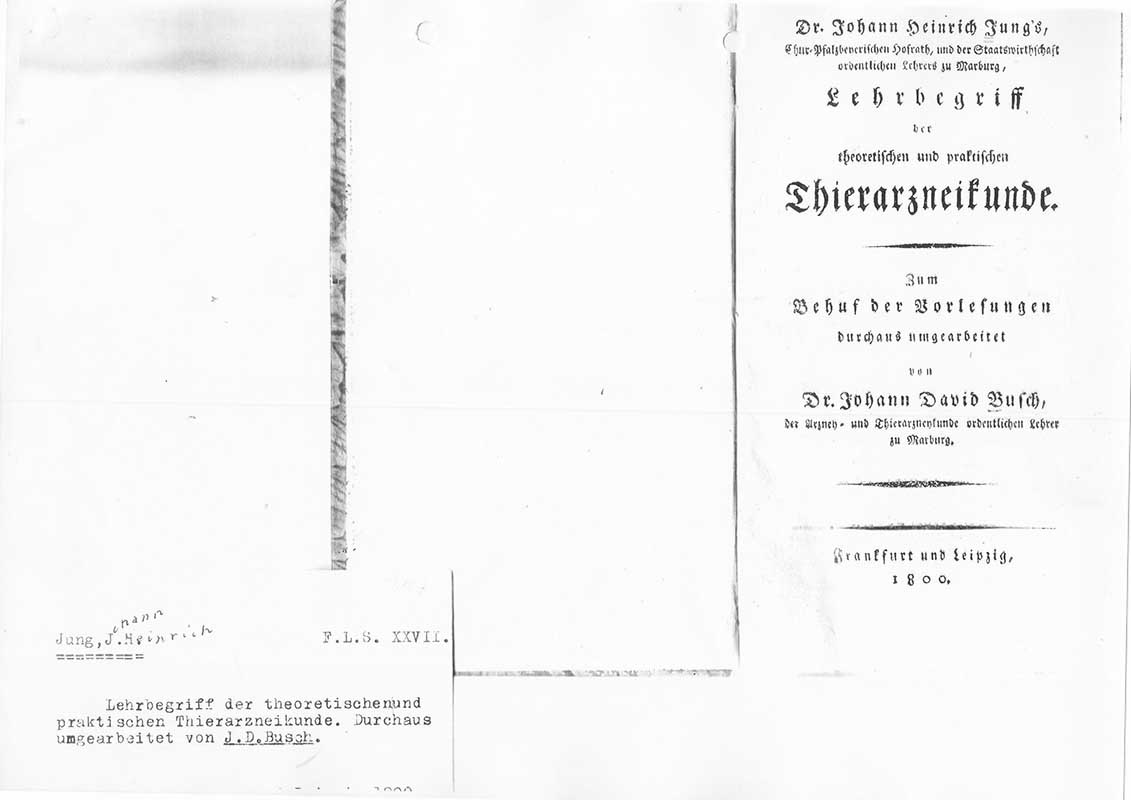 Jung, J.H. Veterinärmedicin 1800