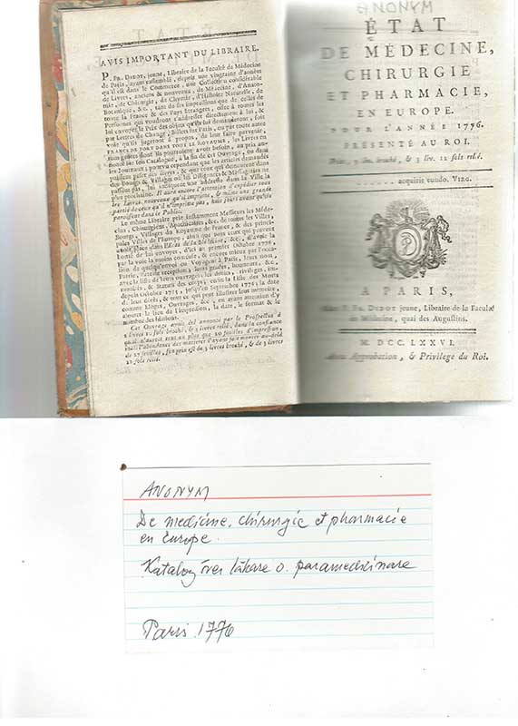 Katalog över läkare och paramed. 1776