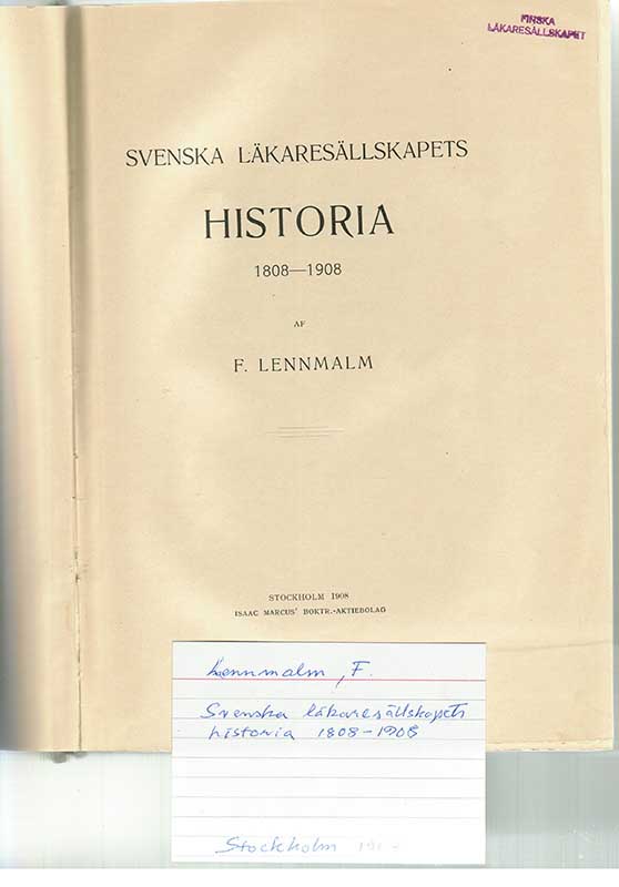 Lennmalm F. Sv.läk.sällsk. hist 1808-1908
