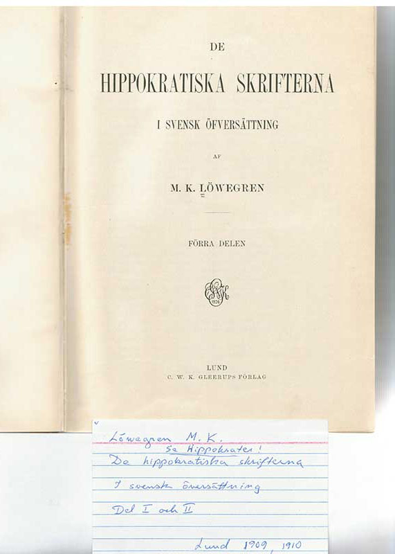Löwegren, M.K. Hippokr. med. I-II 1909-10