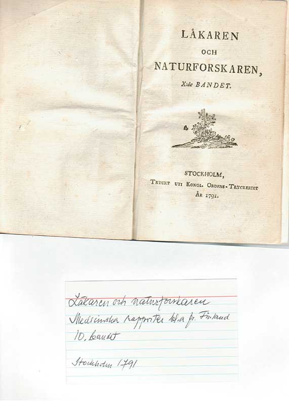 Med. rapp. bl.a från Finland 1791