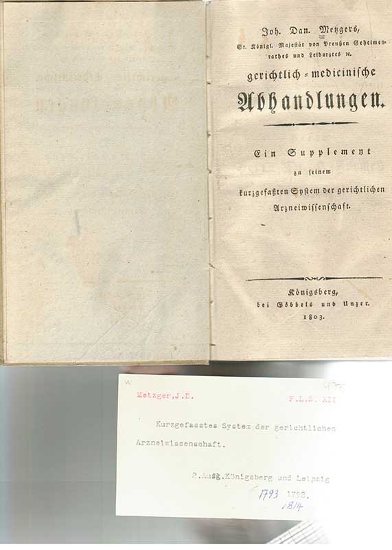 Metzger, J.D. Abhandlung Gericht 1803