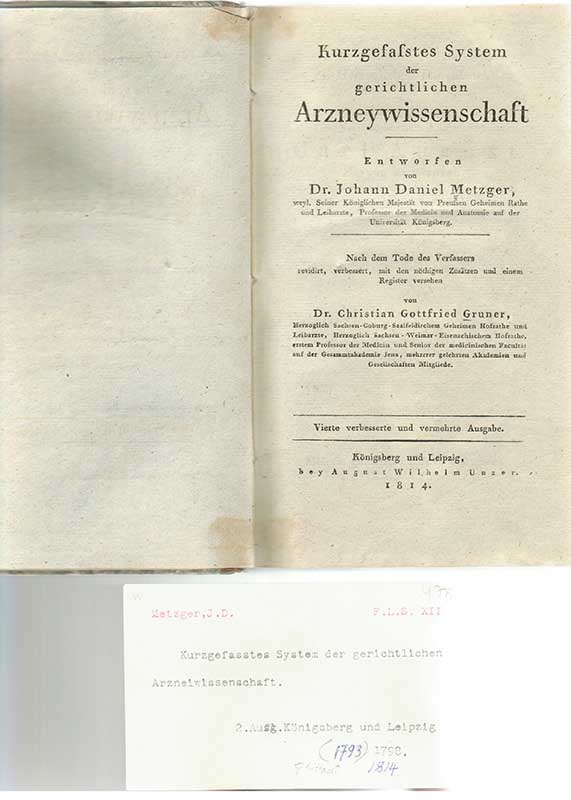 Metzger, J.D. & Gruner C.G. 1814