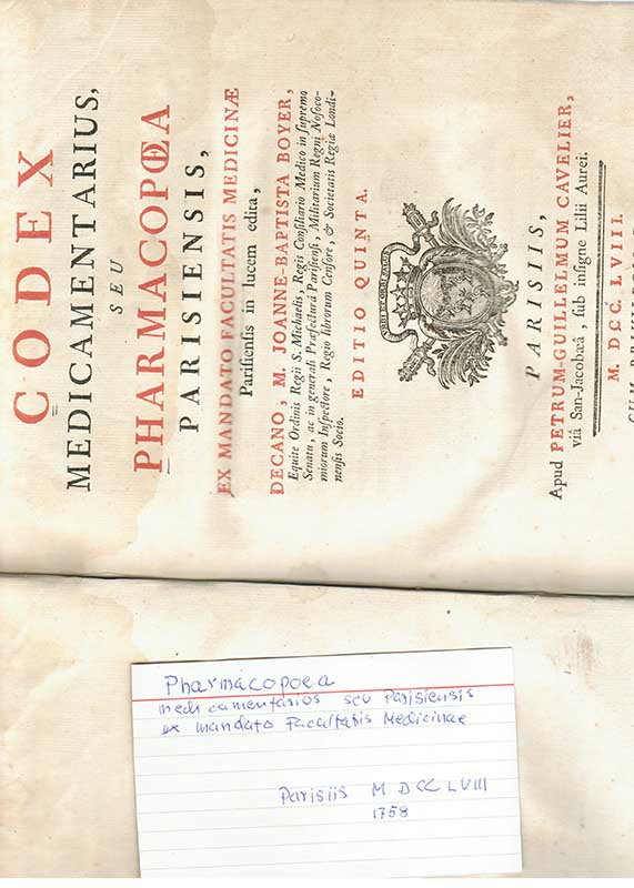 Pharmacopea Parisiensis 1758