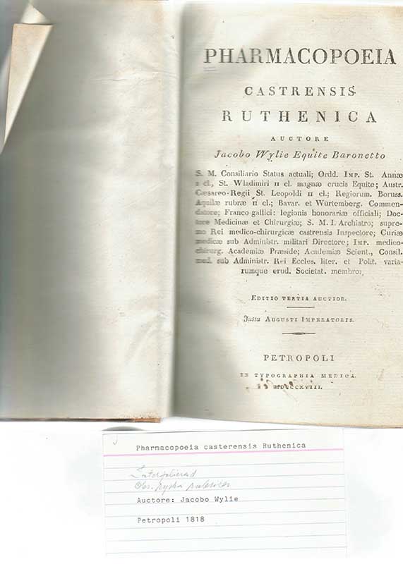 Pharmacopeia Casterensis Ruthenica 1818