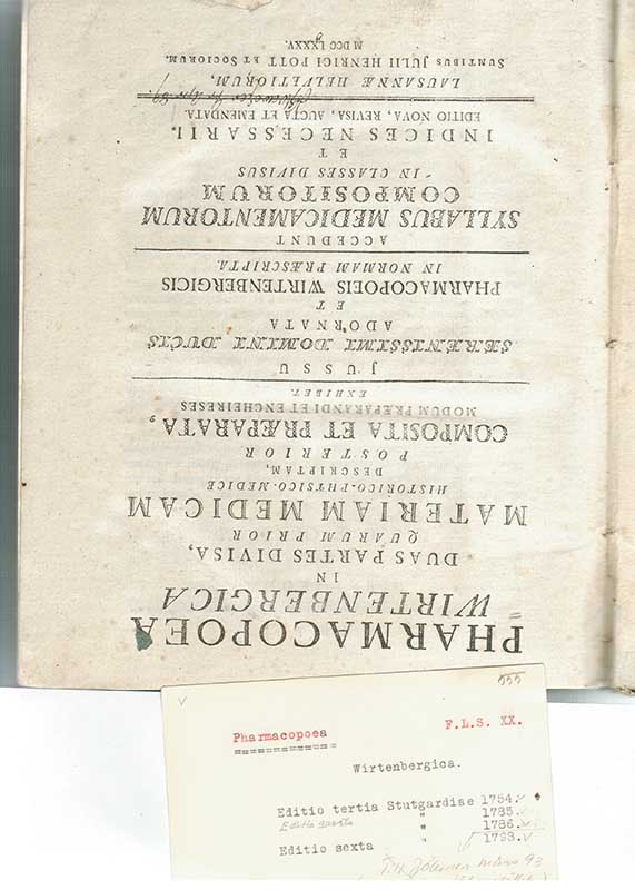 Pharmacopoea Wirtenbergica 1785