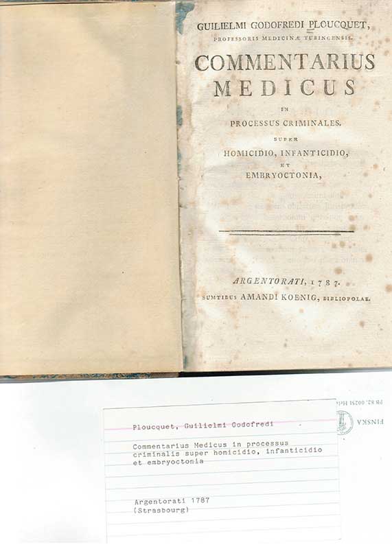 Ploucquet, G.G. Rättsmedicin 1787