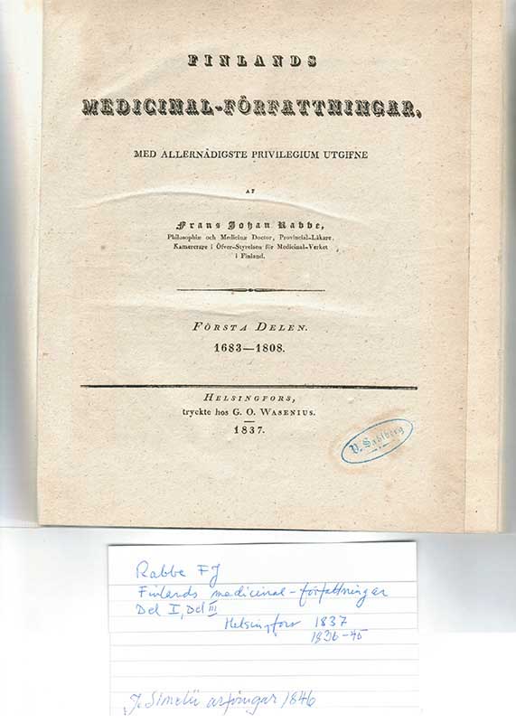 Rabbe, FJ. Medicinalförf. I 1837