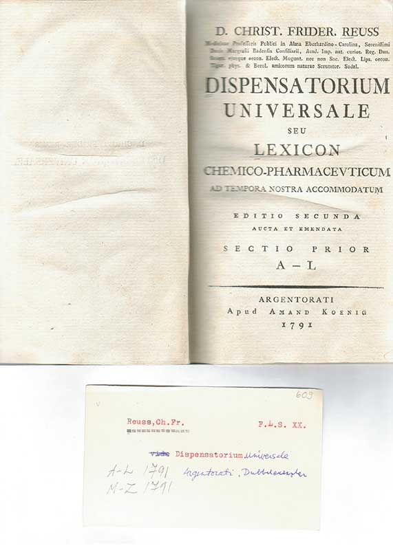 Reuss, Ch. Fr. Farmakologi A-L 1791