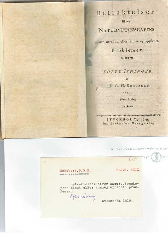 Schuberg, D.G.H. Naturvetenskap 1819