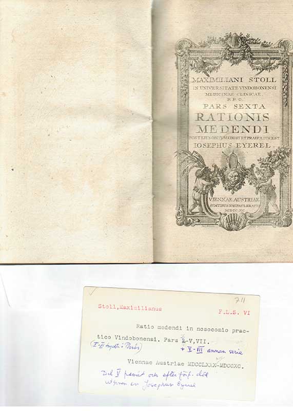 Stoll, M. Allmän medicin titelsida 1788-1790