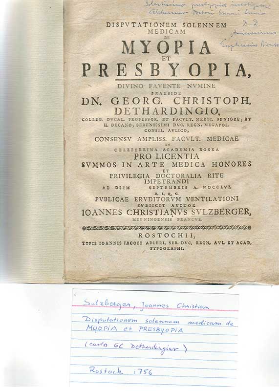 Sulzberger, J.Chr. Oftalmologi 1756