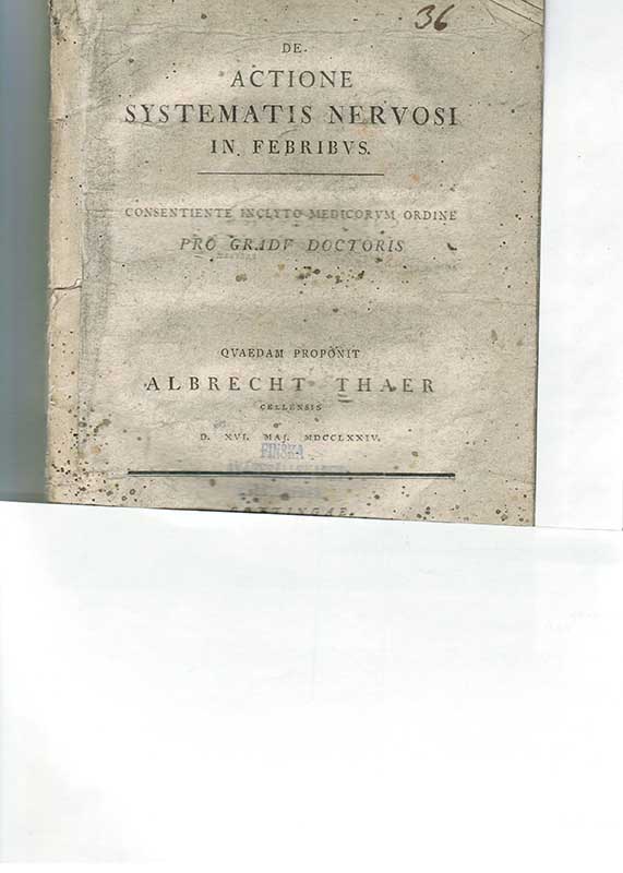 Thaer, A. Neurologi och medicin 1724