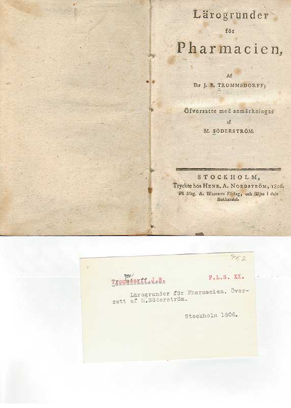 Trommsdorff, J.B. Farmacia 1806