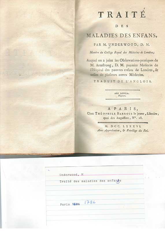 Underwood, M. Barnsjukd. fransk. 1786