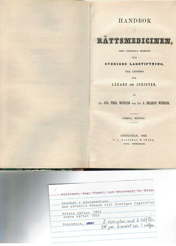 Wistrand, A. T. Rättsmedicin 1852-53