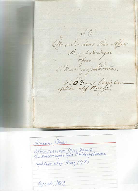 Afzelius, P. Anteck. pediatrik 1803